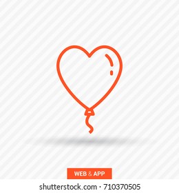 Heart balloon line vector icon