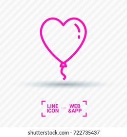 Heart balloon line vector icon