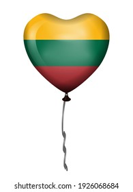 Heart Balloon Lithuania Flag On A White Background. Vector Illustration.