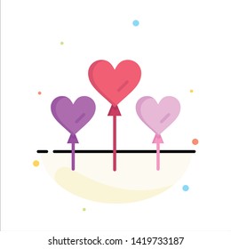 Heart, Balloon, Love Abstract Flat Color Icon Template
