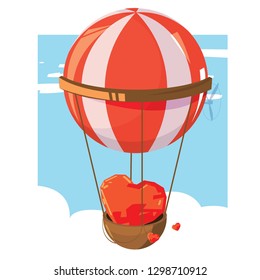 Heart in balloon. love concept - vector illustration
