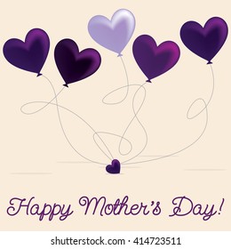 Heart balloon Mother's Day card in vector format.
