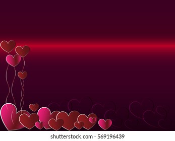 Heart Balloon on abstract love background.Love romantic messages with hearts.February 14.Valentines day card,banner.Global love day, may 1.Vector Illustration EPS10.