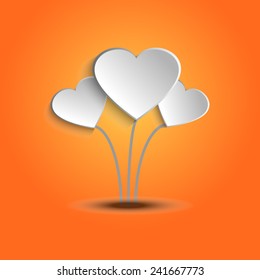 Heart balloon on orange background vector.