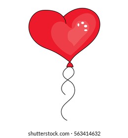 Heart balloon on white background vector illustration. Valentine's Day card design objects. Cloth design, wallpaper, wrapping, textiles, paper, cards, invitations, holiday