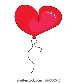 Heart balloon on white background vector illustration. Cloth design, wallpaper, wrapping, textiles, paper, cards, invitations, holiday