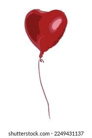 Globo cardíaco. Ilustración del globo aerostático del corazón rojo aislado en fondo blanco. Decoración festiva. Elemento de diseño Feliz Día de San Valentín.