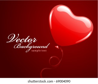 Heart as balloon with ribbon Valentine's day vector background