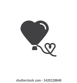 Heart balloon with ribbon vector icon. filled flat sign for mobile concept and web design. Heart shaped balloon glyph icon. Symbol, logo illustration. Vector graphics