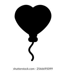 Heart balloon silhouette vector illustration on white background.
