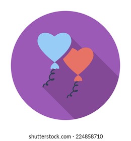 Heart balloon. Single flat color icon. Vector illustration.