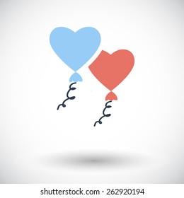 Heart balloon. Single flat icon on white background. Vector illustration.