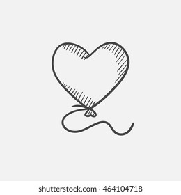 Heart balloon sketch icon for web, mobile and infographics. Hand drawn vector isolated icon.