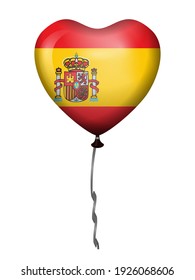 Heart balloon Spain flag on a white background. Vector illustration.