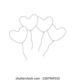 Heart balloon tracing worksheet for kids