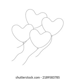 Heart balloon tracing worksheet for kids