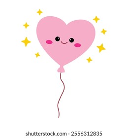 Heart balloon valentine. Heart balloon valentine theme clipart illustration. Valentine day cute greeting elements for card, poster, flyers, invitation.