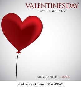 Heart balloon Valentine's Day card in vector format.