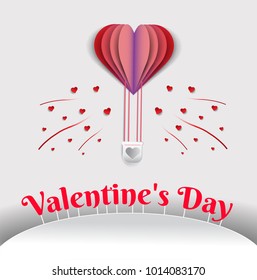 Heart balloon with Valentine's Day with letters In the paper cut. In the fun.