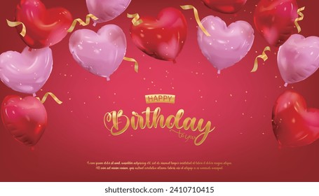 Heart balloon vector birthday card