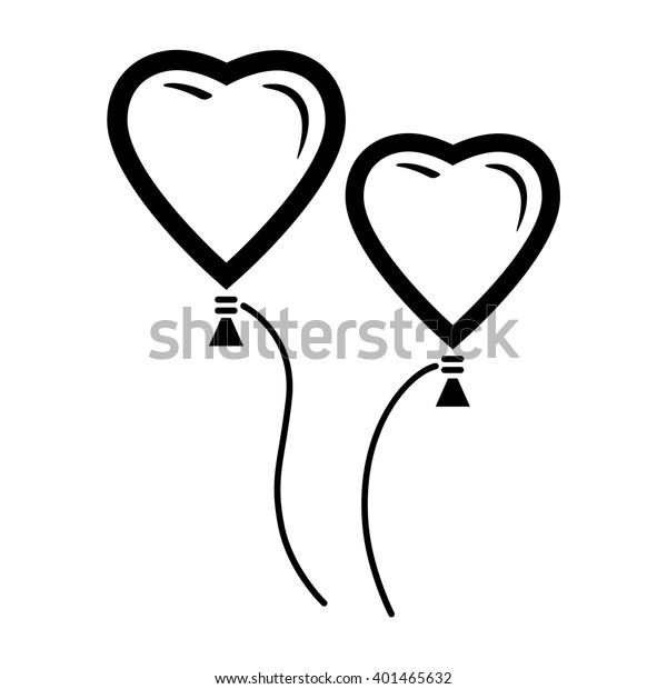 heart balloon vector icon black white stock vector royalty free 401465632