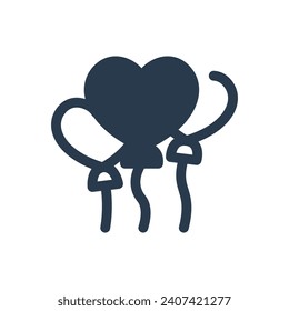Heart Balloon Vector Icon Illustration for Romantic Air Displays