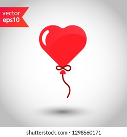 Heart balloon vector icon. Love heart vector sign. Valentines day heart icon. EPS 10 flat symbol.