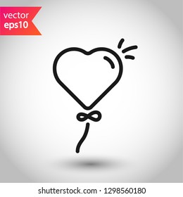 Heart balloon vector icon. Love heart vector sign. Valentines day heart icon. EPS 10 flat symbol.