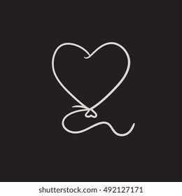 Heart balloon vector sketch icon isolated on background. Hand drawn Heart balloon icon. Heart balloon sketch icon for infographic, website or app.