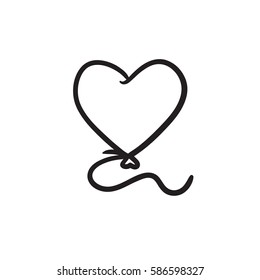 Heart balloon vector sketch icon isolated on background. Hand drawn Heart balloon icon. Heart balloon sketch icon for infographic, website or app.