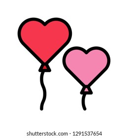 Heart balloon vector, Valentine and love related filled outline style icon