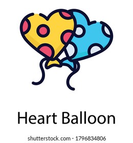 heart balloons color line icon isolated on white background