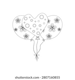 Heart Balloons Coloring Page