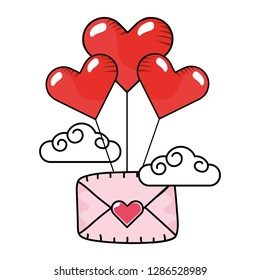 heart balloons with envelope