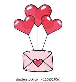 heart balloons with envelope