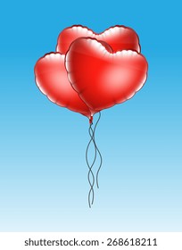 Heart Balloons Floating in Sky Vector