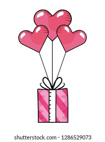 heart balloons with gift box