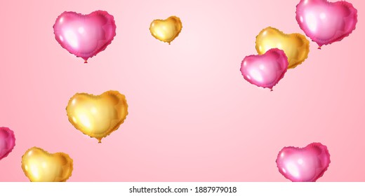 Heart balloons holiday design template. Happy Valentines Day concept. Celebration background. Vector illustration.