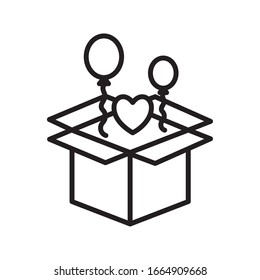 Herz und Ballons in Box-Stil Symbol Design der Liebe Leidenschaft romantische Valentinstag Hochzeitsdekoration und Ehe Thema Vektorillustration Illustration