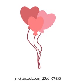 heart balloons isolated on a white background, flat vector illustration