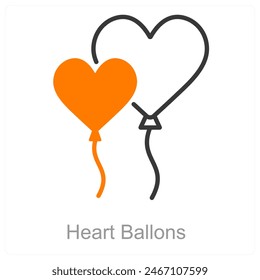 Heart Balloons and love icon concept