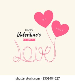 Heart balloons love message happy valentine's day concept design, vector illustration