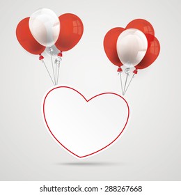 Heart with balloons on the gray background. Eps 10 vector file.