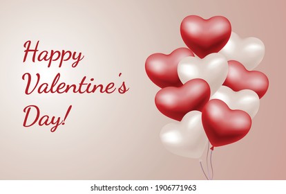 Heart balloons on pink background for valentines Vector