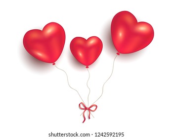Heart balloons on white background, to happy Valentine's Day for love vector