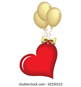 heart and balloons on white background