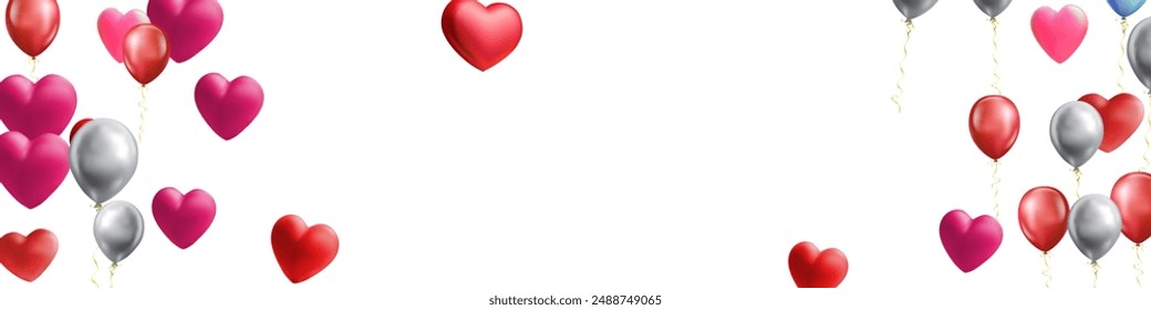 heart balloons Realistic white red, blue and on background are available for use online shopping website or social media, celebration party vector illustration
