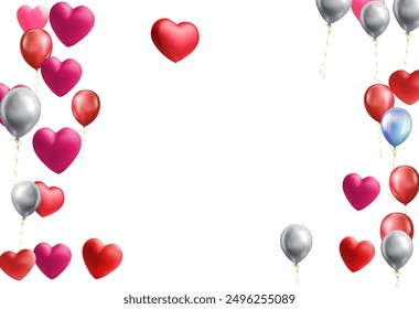 heart balloons Realistic white red, blue and on background are available for use online shopping website or social media, celebration party vector illustration
