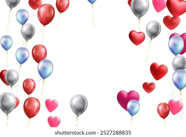 heart balloons Realistic white red, blue and on background are available for use online shopping website or social media, celebration party vector illustration
