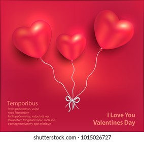 Heart balloons red greeting card love Happy Valentine Day vector